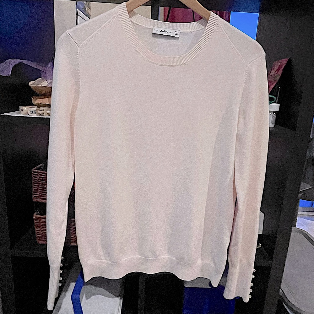 Zara Pale Pink Sweater with Pearl accent on wrists